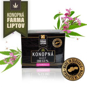 Konopná masť krabička CBD 3.3 % levanduľa